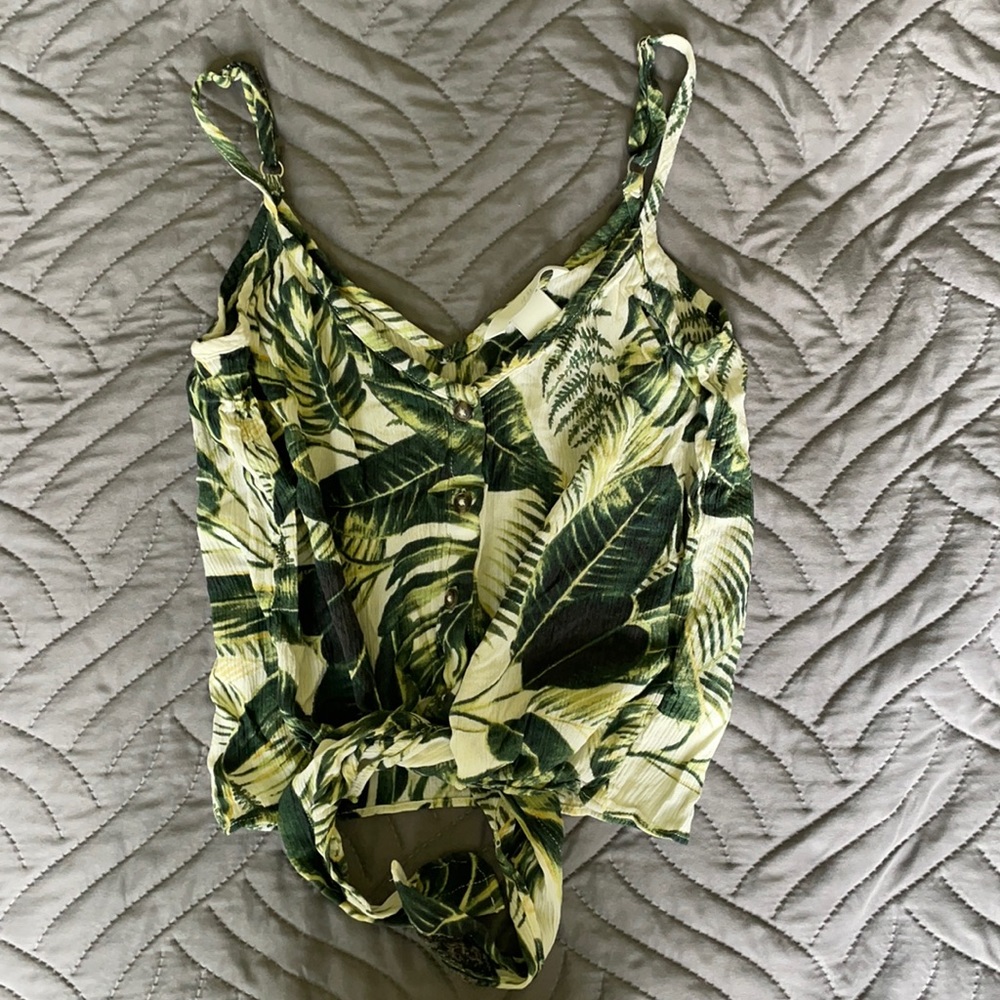 Tropical Design. Front Tie Tank Top. Size 0